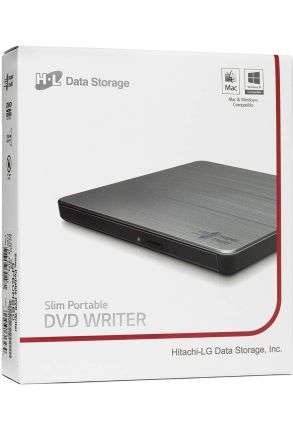 DVD-RW Extern Hitachi-LG – Unitate Optica Externa Slim USB Pentru PC & Laptop, Citire/Scriere CD/DVD Black