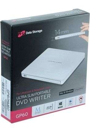 DVD-RW Extern Hitachi-LG – Unitate Optica Externa Slim USB Pentru PC & Laptop, Citire/Scriere CD/DVD Silver