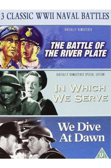 The Battle Of The River Plate + In Which We Serve + We Dive At Dawn - 3 DVD Boxset - Film DVD